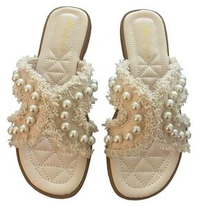 Ivory Pearl Flat Slide Sandal